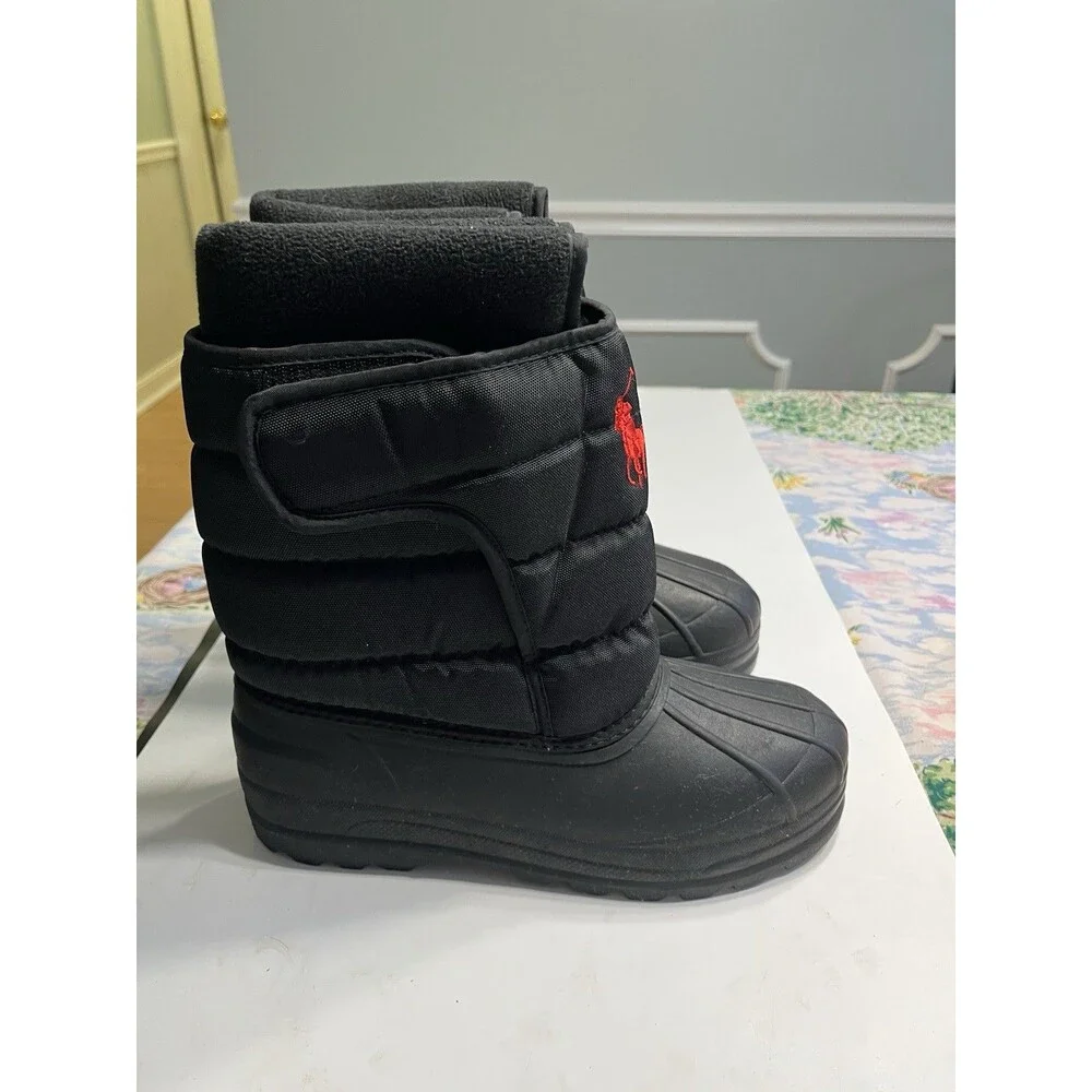Ralph Lauren Polo Large Red Pony Logo Black Insulated Boots Men’s US Sz 7 EUR 40